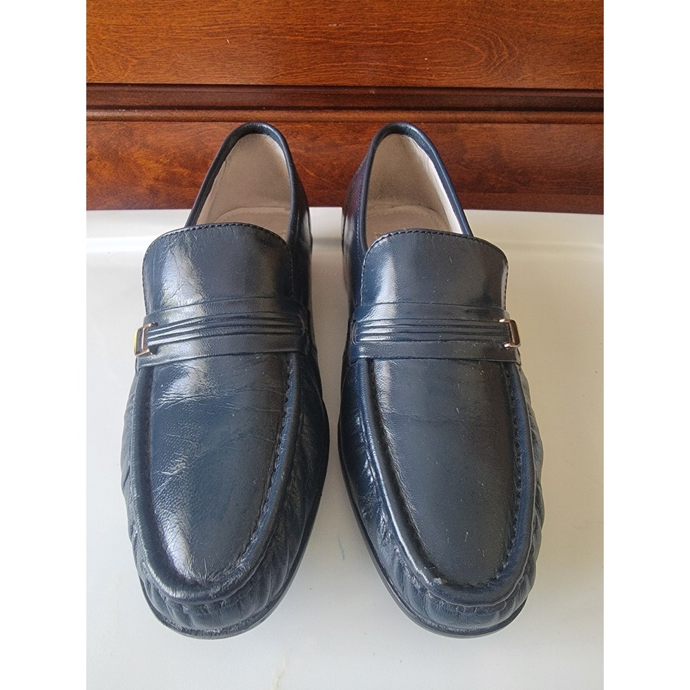 Francisco Vintage Navy Pacer Loafer Men's 8M Slip On Leather 70s 80s EUC Retro
